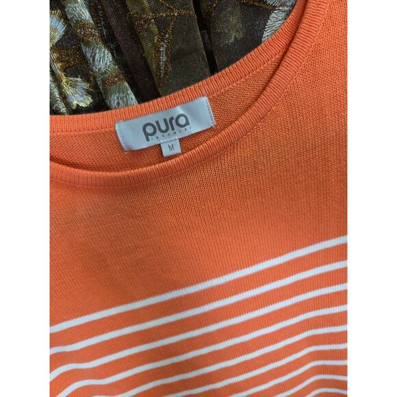 Pura Cashmere Striped Sweater Size Medium - Picture 8 of 12